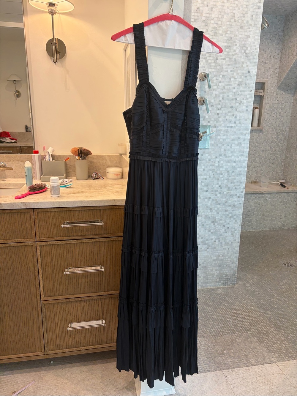Navy blue ULLA JOHNSON silk evening gown 6